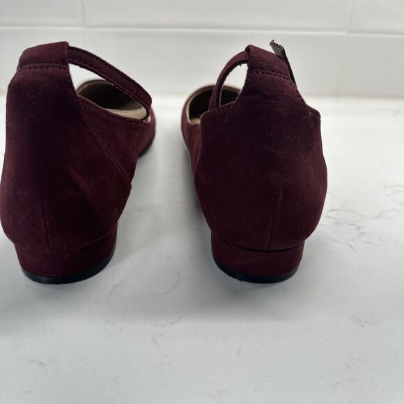 Maroon Ankle Strap Ballet Flats Shoes Women's 9 - Picture 4 of 12
